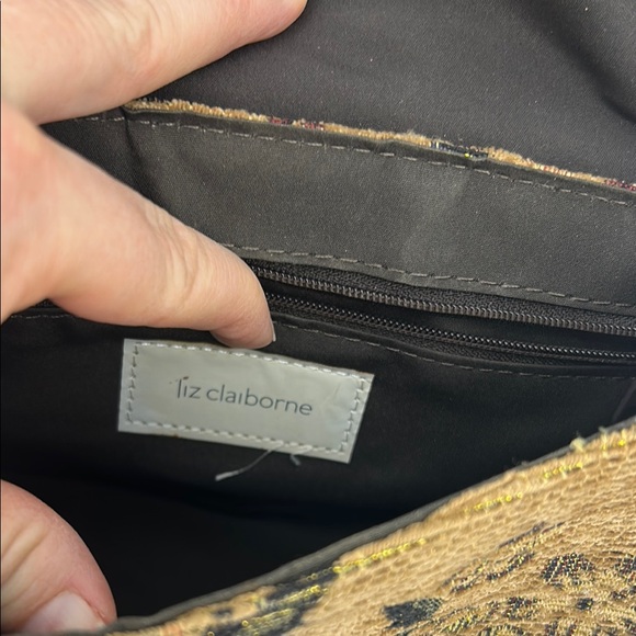 Vintage Liz Claiborne Elegant Brown Floral Tapestry Women's Bag - Picture 3 of 5